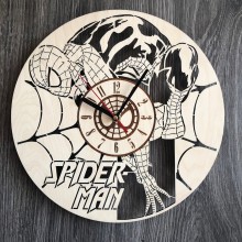 Круглые бесшумные настенные часы из дерева Spider-Man CL-0281