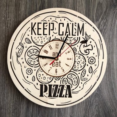 Деревянные настенные часы из дерева Пицца CL-0265