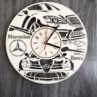 Стильные часы из дерева настенные Mercedes-Benz CL-0235
