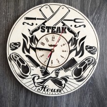 Тематические настенные часы из дерева Steak House CL-0299 Тематические настенные часы из дерева Steak House CL-0299