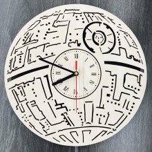 Настенные часы ручной работы из дерева 7Arts Звезда смерти CL-0104