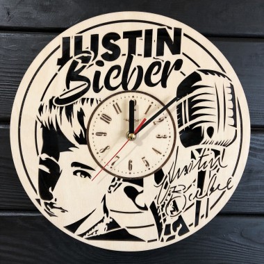 Концептуальные настенные часы из дерева Justin Bieber CL-0363