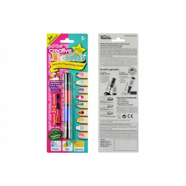Лак-карандаш для ногтей детский Creative Nails на водной основе (2 цвета малиновый + синий)