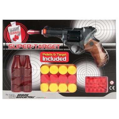 Игрушечный пистолет на пульках Edison Giocattoli Supertarget 19см 6-зарядный с мишенями (480/21)