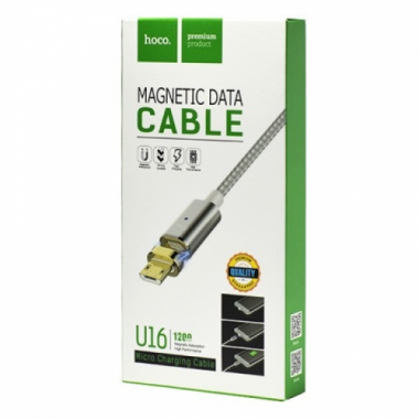 Кабель USB Hoco U16 Magnetic adsorption Lightning 1.2m Silver
