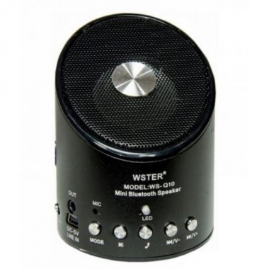 Портативная Bluetooth колонка с FM-радио WSTER WS-Q10 Black (WS-10B)