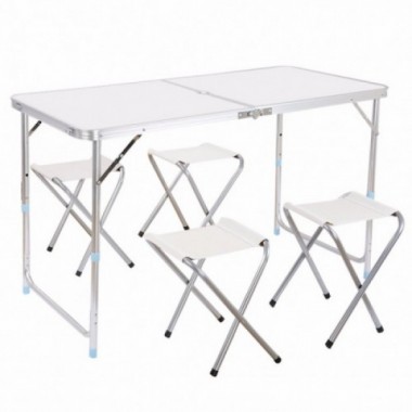 Стол для пикника раскладной с 4 стульями Folding Table 120х70х60 см White