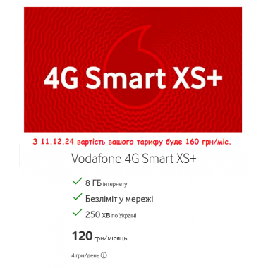 Стартовый пакет Vodafone 4G Smart XS+